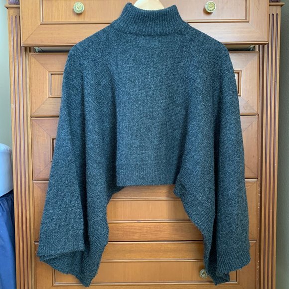 Cropped, Boxy Fit Mock Neck Sweater - Picture 2 of 5